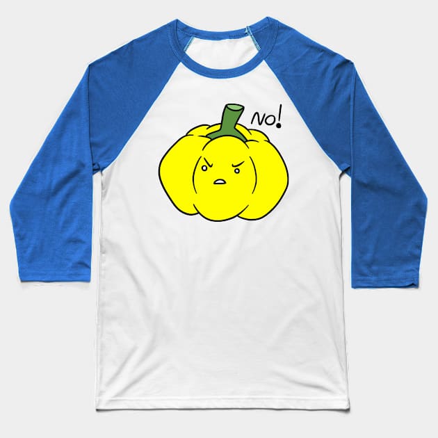 No - Yellow Bell Pepper Baseball T-Shirt by saradaboru